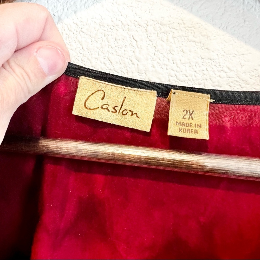 Caslon Red Velvet Blouse 2X Plus Dark Romantic Witchy Luxe Top - Picture 4 of 12